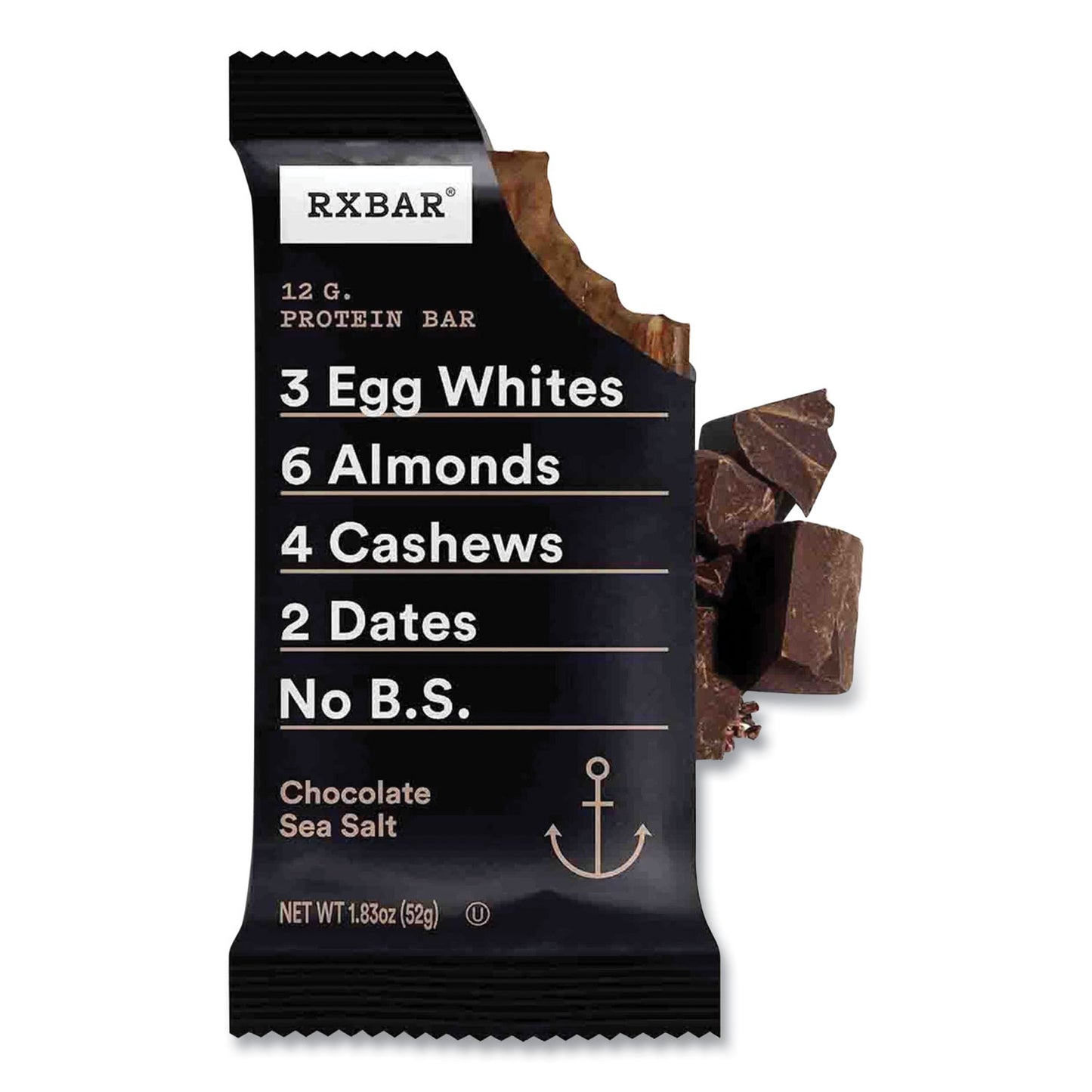 RXBAR Adult Bars, Chocolate Sea Salt, 1.83 oz Bar, 5 Bars/Box, 2 Boxes/Carton (60000742)