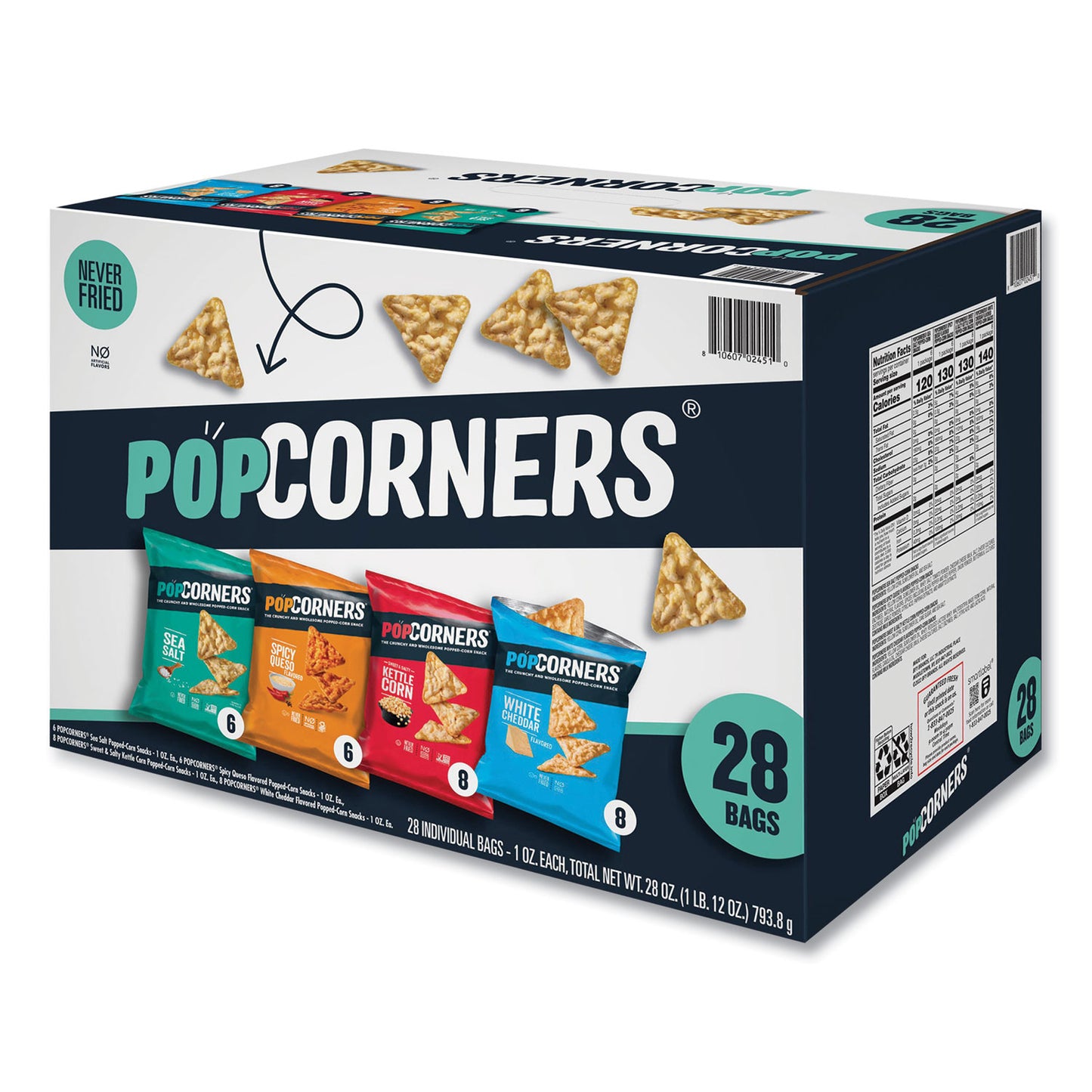 PopCorners Popped Corn Chips Snacks Variety Pack, Assorted Flavors, 1 oz Bag, 28/Pack (22002179)