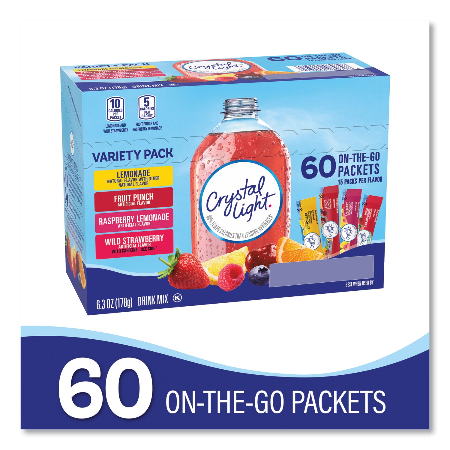 Crystal Light Variety Pack, Assorted Flavors, 60/Pack (22002054)