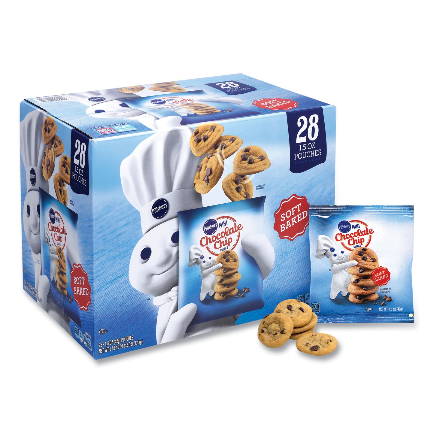 Pillsbury Soft Baked Mini Chocolate Chip Cookies, 1.5 oz Pouch, 28/Pack (22002056)