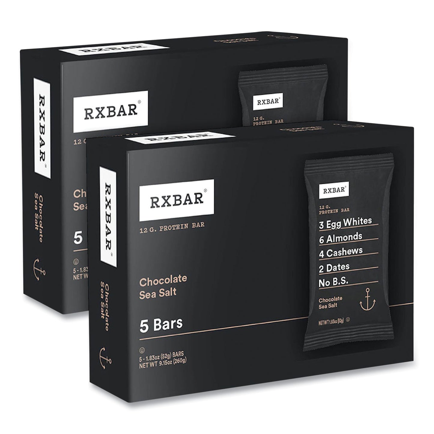 RXBAR Adult Bars, Chocolate Sea Salt, 1.83 oz Bar, 5 Bars/Box, 2 Boxes/Carton (60000742)