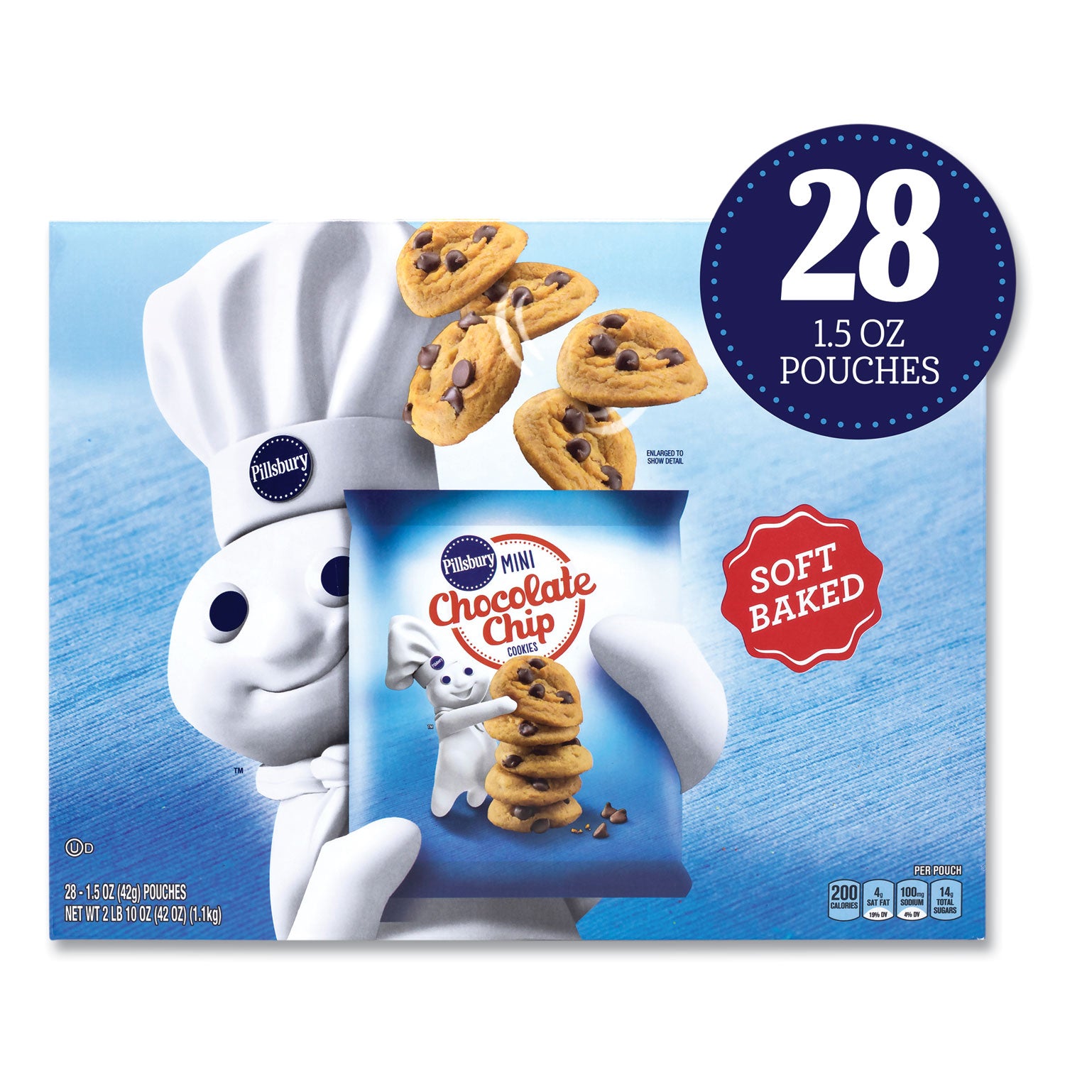 Pillsbury Soft Baked Mini Chocolate Chip Cookies, 1.5 oz Pouch, 28/Pack (22002056)