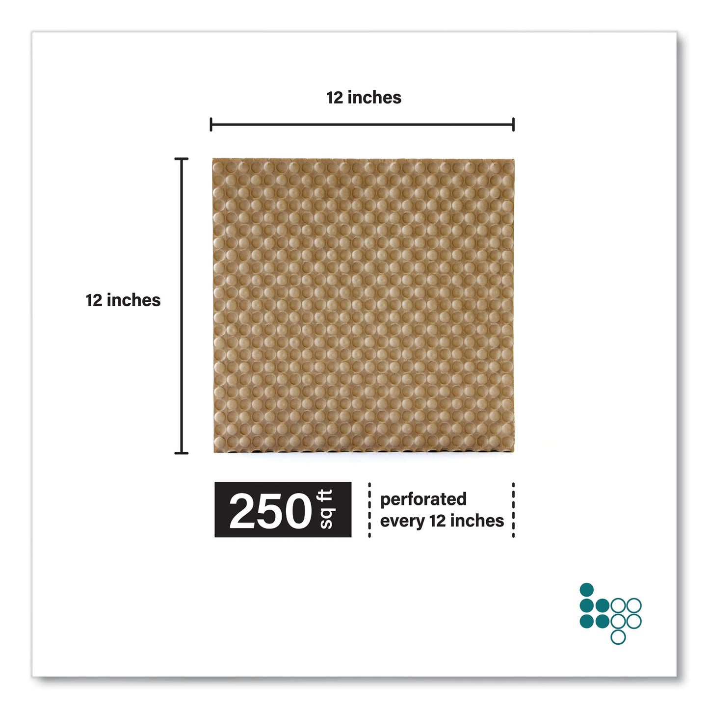 Elementree Bubble Paper, 12" x 250 ft, Perforated Every 12", Kraft, 250 Sheets/Carton (01913)