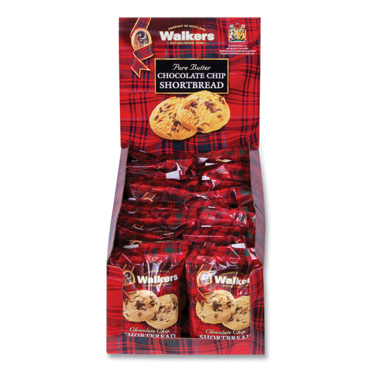 Walkers Shortbread Cookies, Chocolate Chip, 1.4 oz Pack, 2/Pack, 20 Packs/Box (1537D)