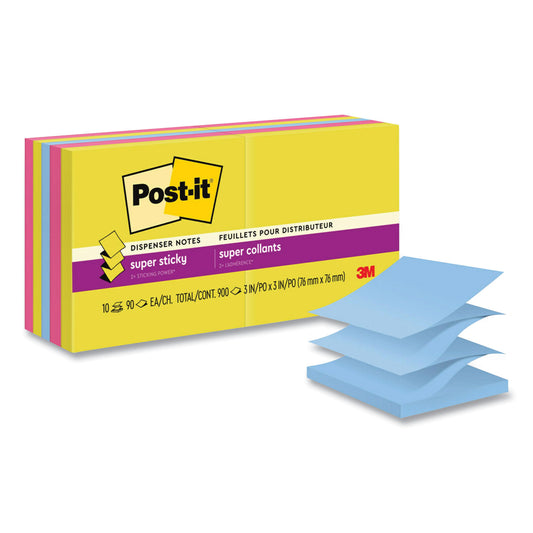 Post-it Pop-up Notes Summer Joy Collection Colors, 3" x 3", Assorted Colors, 90 Sheets/Pad, 10 Pads/Pack (R33010SSJOY)