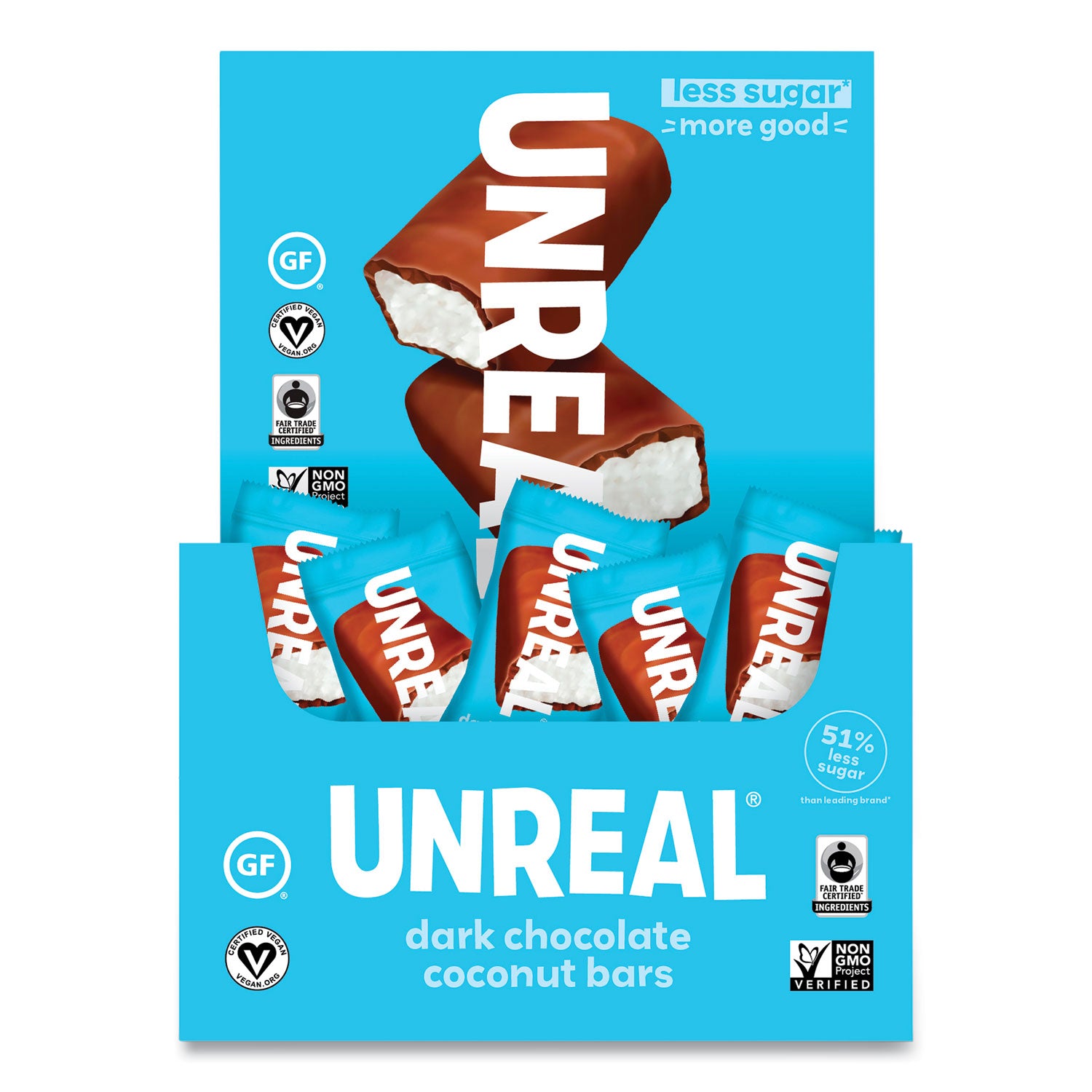 UNREAL Dark Chocolate Coconut Bars, 0.53 oz, Individually Wrapped, 40/Pack (22002087)