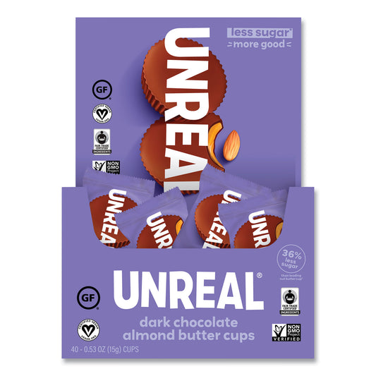 UNREAL Dark Chocolate Almond Butter Cups, 0.53 oz, Individually Wrapped, 40/Pack (22002089)