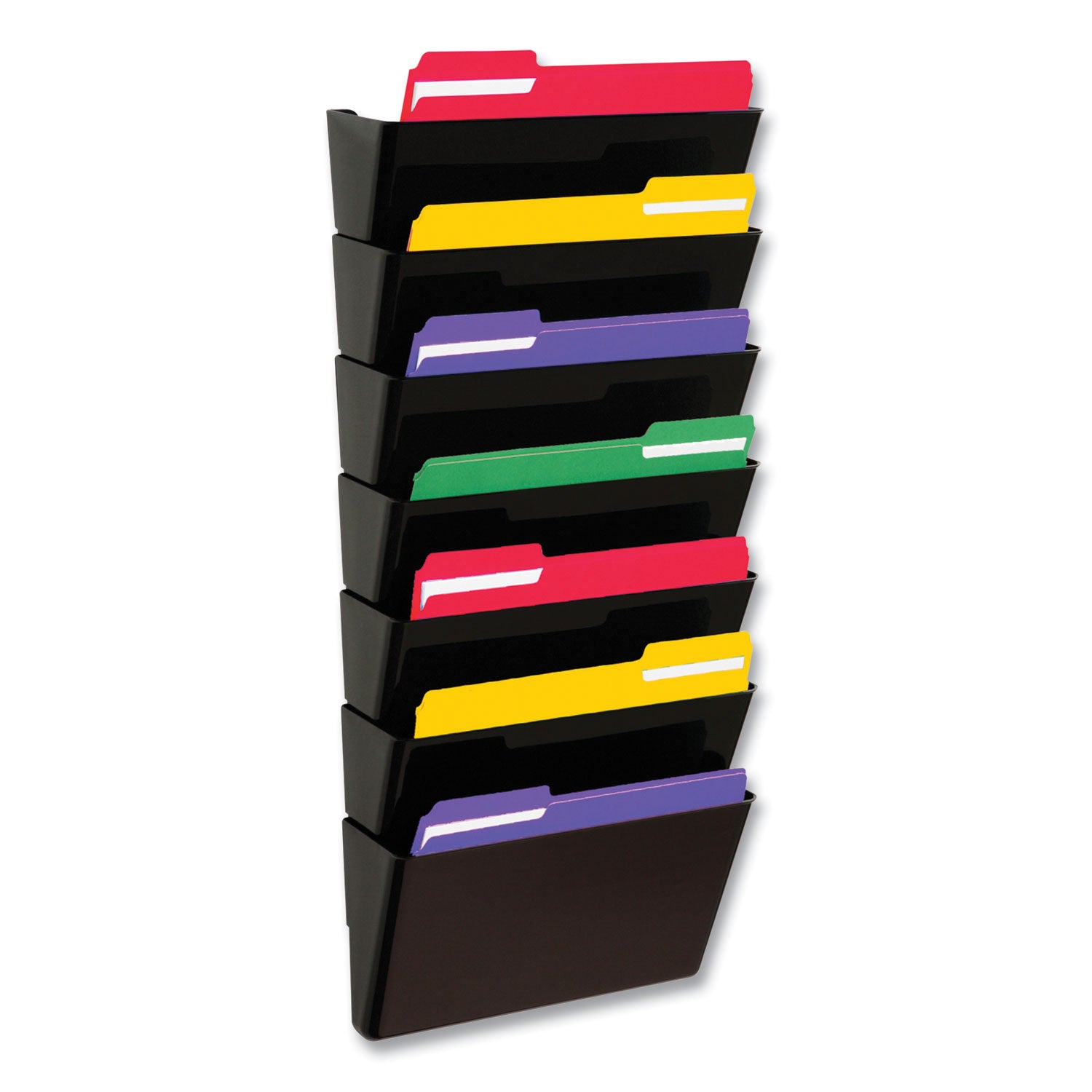 Deflecto EZ Link Stackable DocuPocket, 7 Sections, Letter Size, 13" x 4" x 14" to 19", Black (73704)