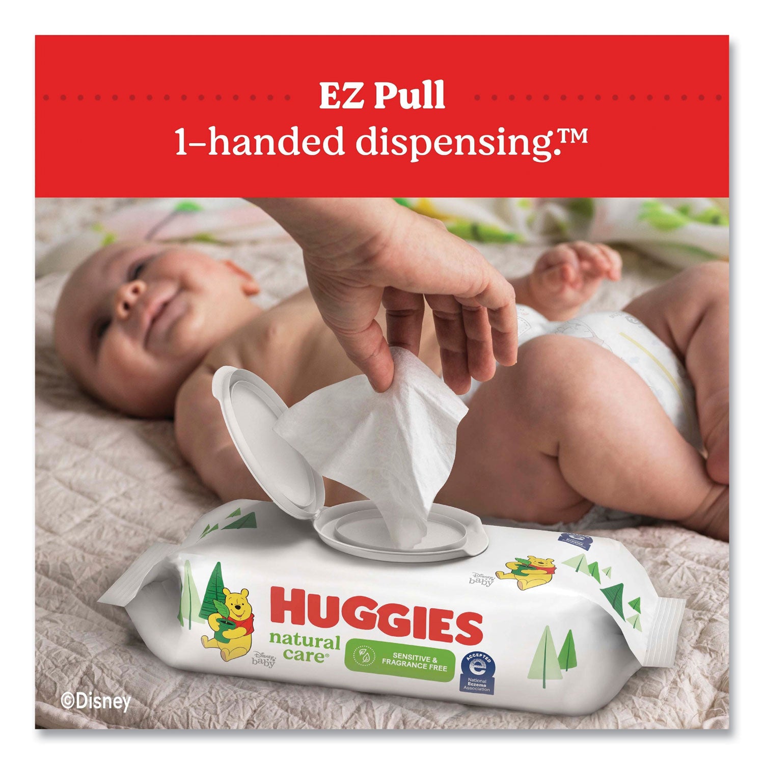 Huggies Natural Care Sensitive Baby Wipes, 1-Ply, 3.88 x 6.6, Unscented, White, 56/Pack, 8 Packs/Carton (31803)