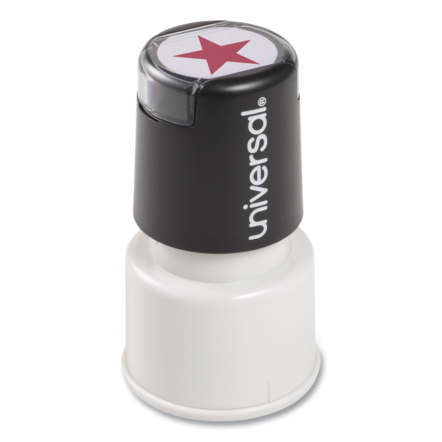 Universal Round Message Stamp, STAR, Pre-Inked/Re-Inkable, Red (10081)