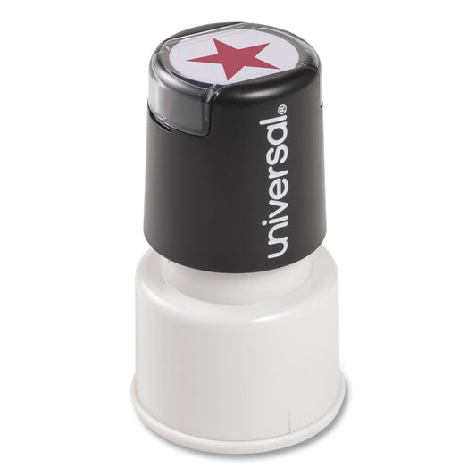 Universal Round Message Stamp, STAR, Pre-Inked/Re-Inkable, Red (10081)