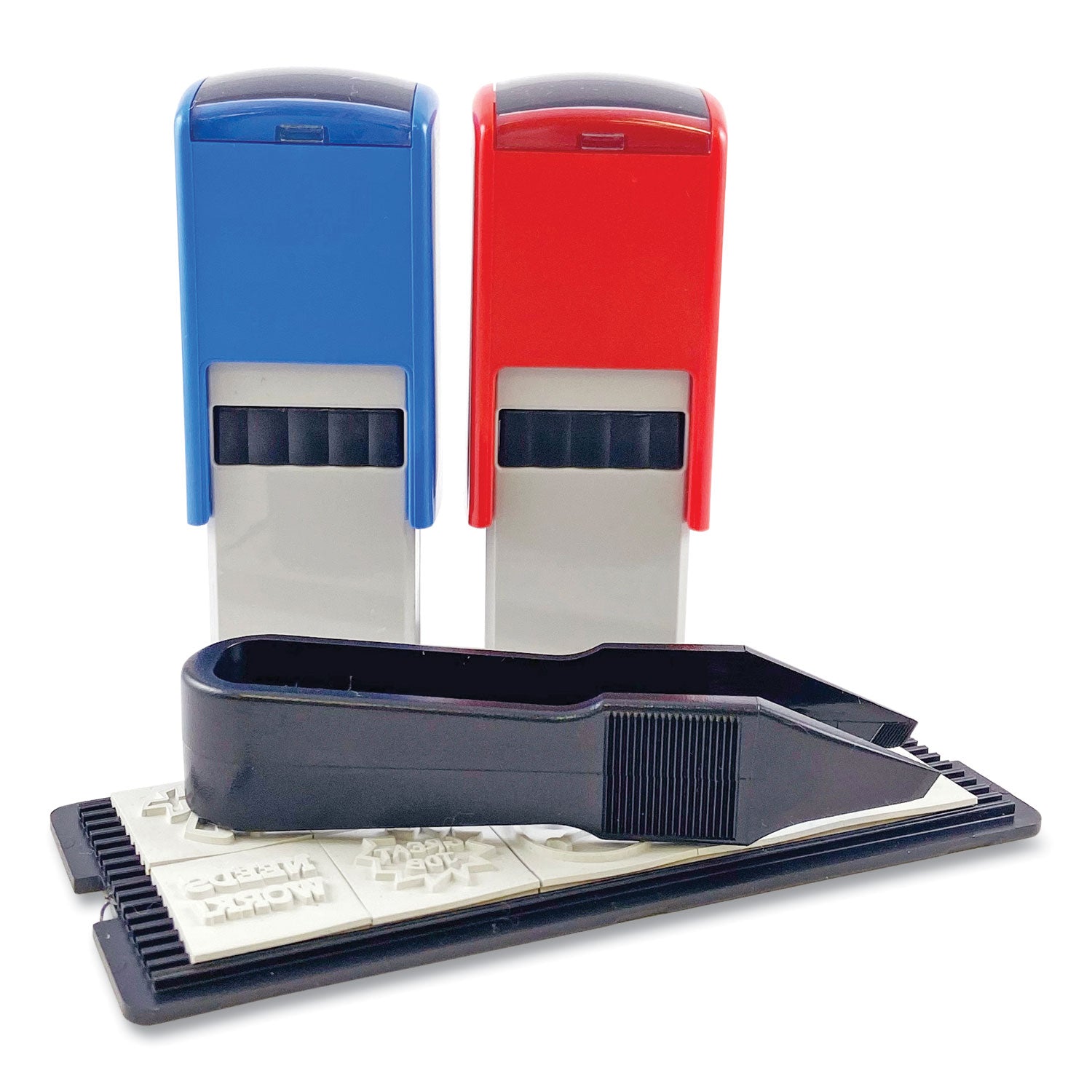 Trodat Printy 10-in-1 Self-Inking Teacher Stamp, Incudes 10 Dies, 0.63" Diameter, Blue/Red (4630)