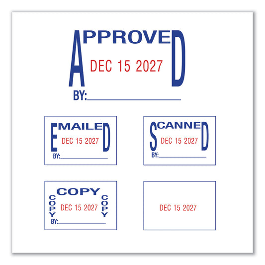 Trodat Printy Economy 5-in-1 Date Stamp, Self-Inking, 1.63" x 1", Blue/Red (E4756)