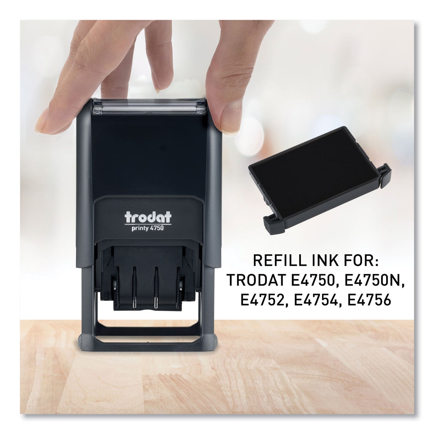 E4750 Printy Replacement Pad for Trodat Self-Inking Stamps, 1" x 1.63", Black (P4750BK)
