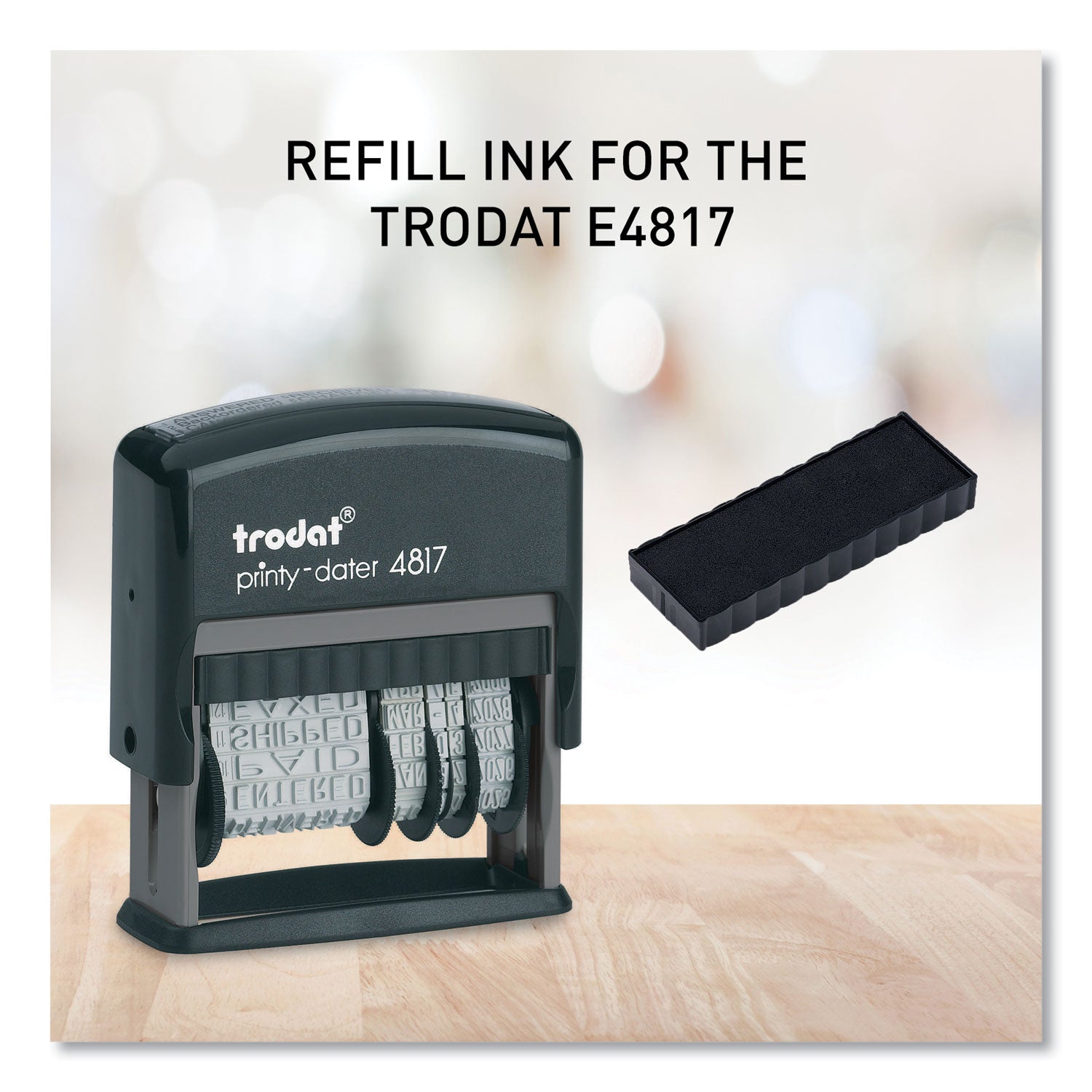 E4817 Printy Replacement Pad for Trodat Self-Inking Stamps, 0.38" x 2", Black (P4817BK)