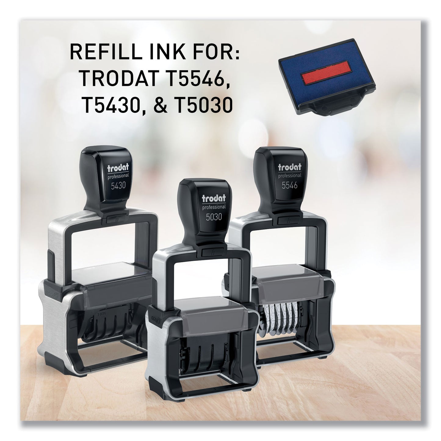 T5430 Professional Replacement Ink Pad for Trodat Custom Self-Inking Stamps, 1" x 1.63", Blue/Red (P5430BR)