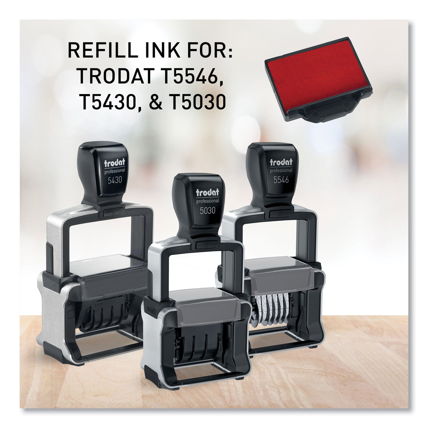 T5430 Professional Replacement Ink Pad for Trodat Custom Self-Inking Stamps, 1" x 1.63", Red (P5430RD)