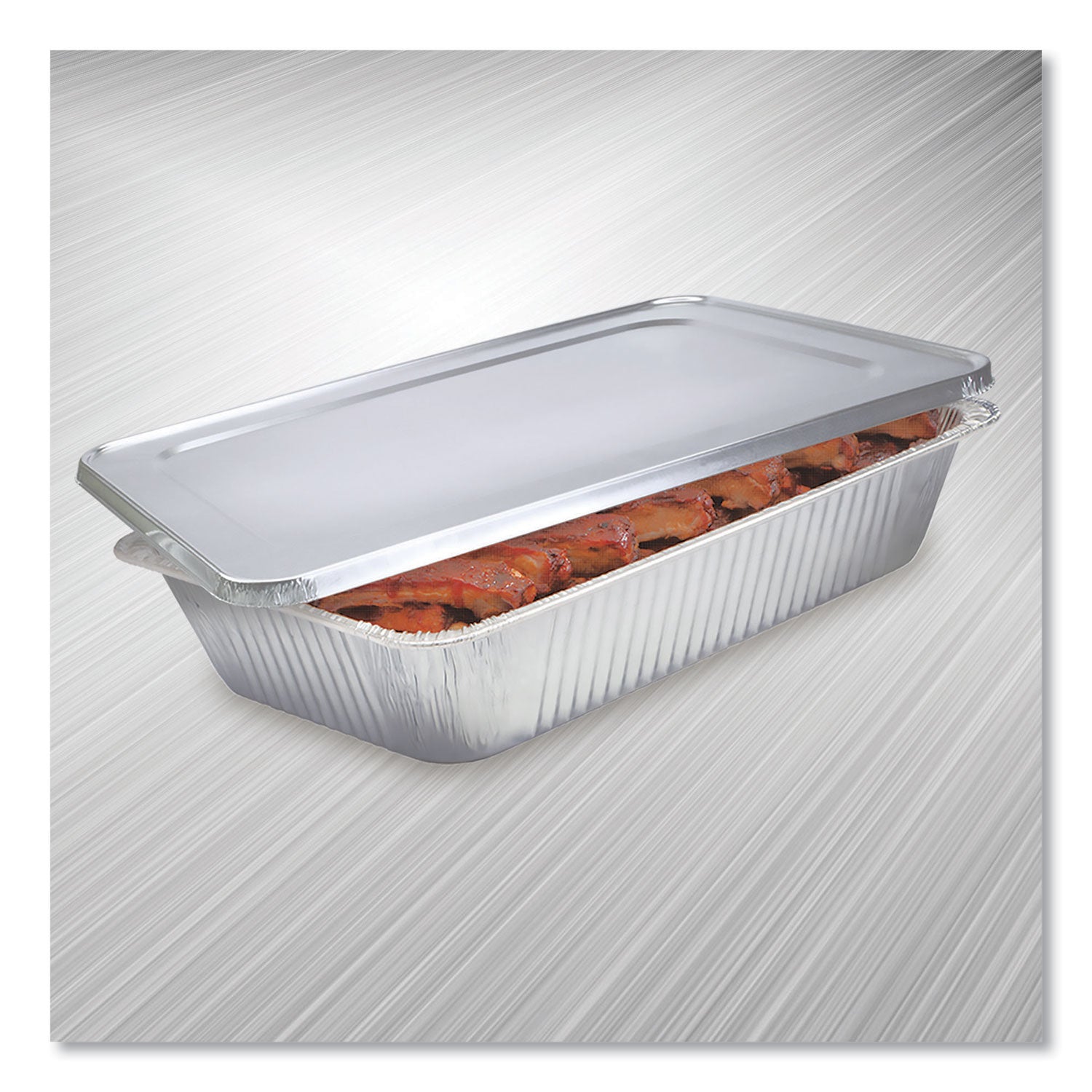 HFA Steam Table Pan Lids, Full Curl Edge, Fits Full-Size Pan, 0.62" Deep, 12.87 x 20.81, 50/Carton (20504550FC)