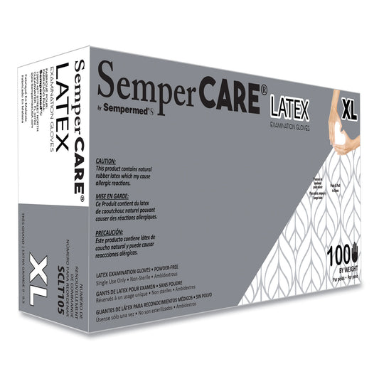 SemperCare Latex Examination Gloves, Cream, X-Large, 100/Box (SCLT105BX)