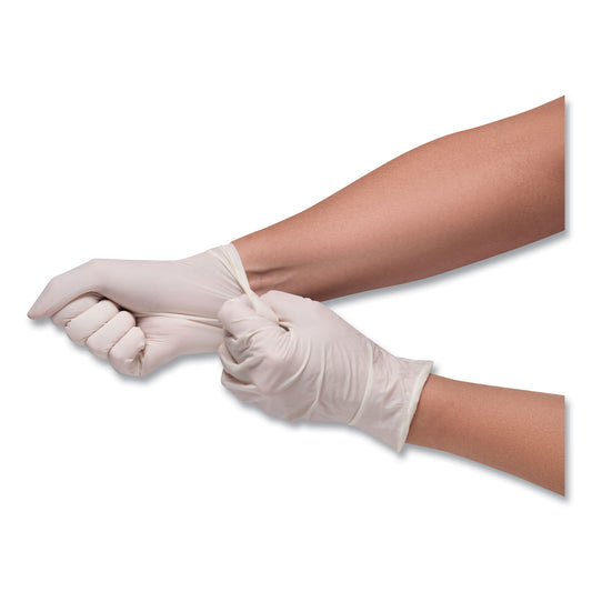 SemperCare Stretch Vinyl Examination Gloves, Cream, Large, 100/Box (SCVNP104BX)