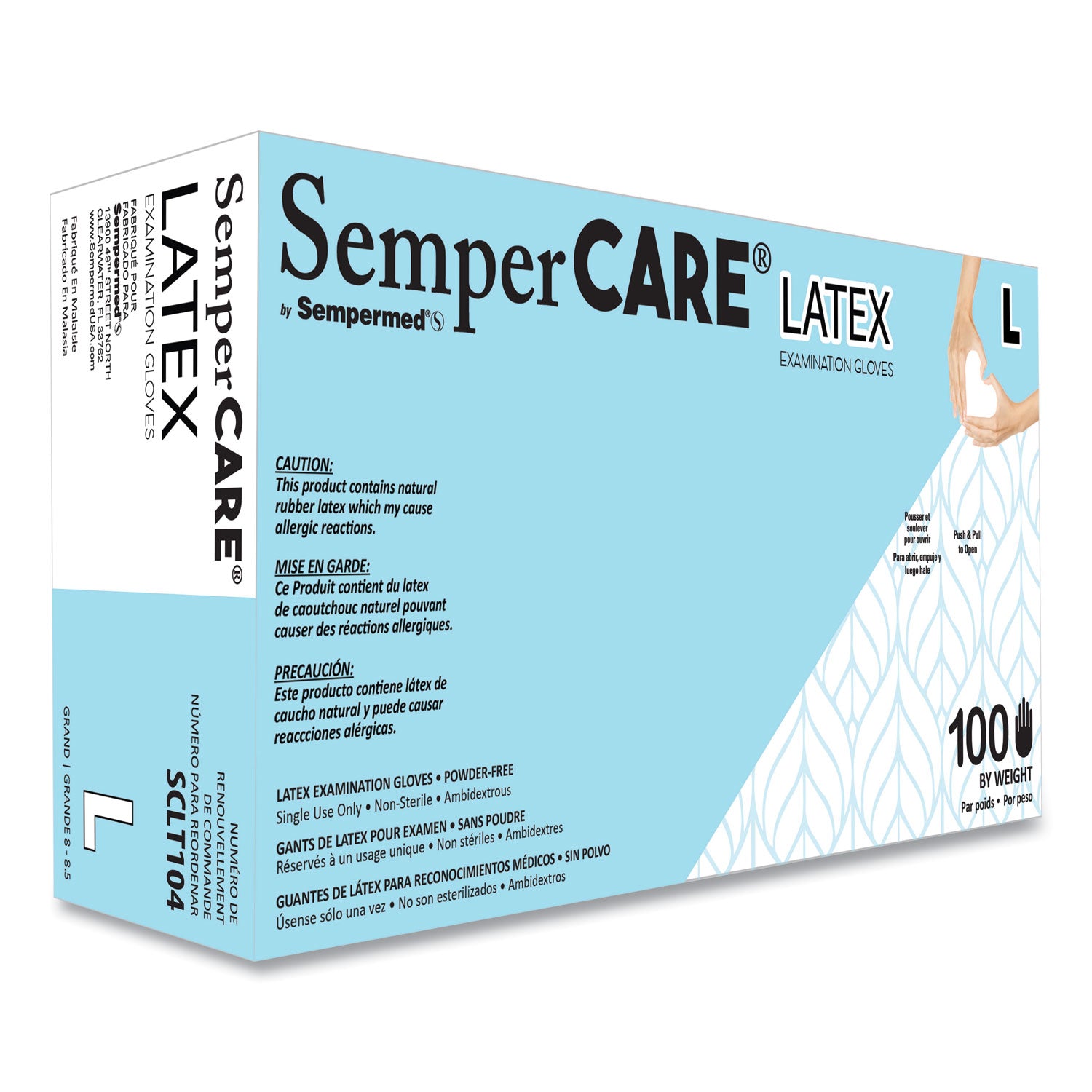 SemperCare Latex Examination Gloves, Cream, Large, 100/Box (SCLT104BX)