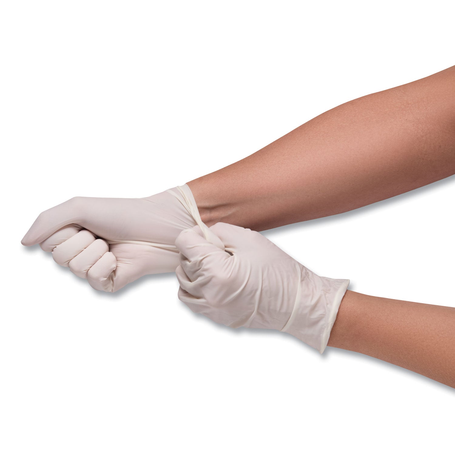 SemperCare Stretch Vinyl Examination Gloves, Cream, Medium, 100/Box (SCVNP103BX)