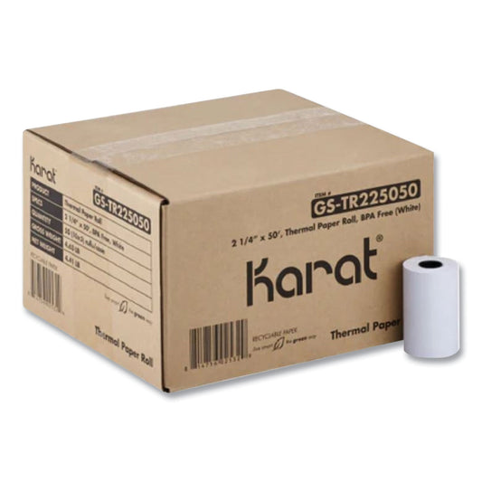 Karat Thermal Paper Rolls, 2.25" x 50 ft, White, 50/Carton (GSTR225050)