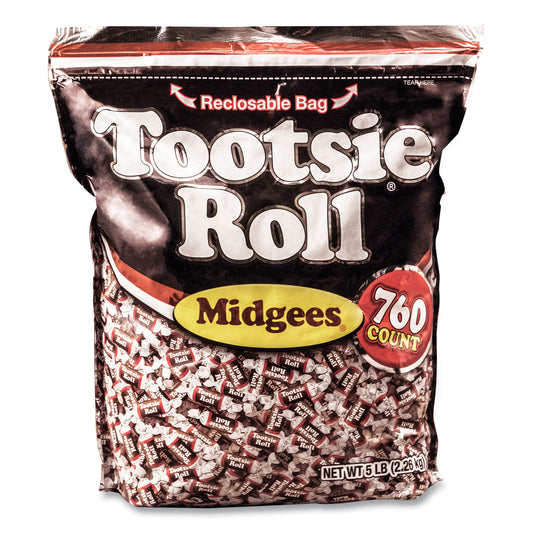 Tootsie Roll Midgees, Chocolate, 5 lb Bag (SN884580)