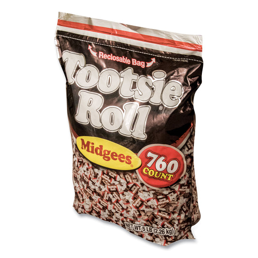 Tootsie Roll Midgees, Chocolate, 5 lb Bag (SN884580)