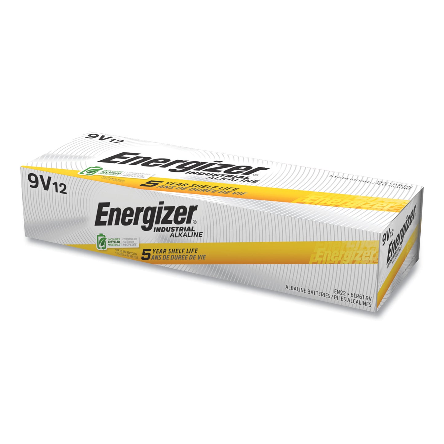 Energizer Industrial Alkaline 9V Batteries, 12/Box (EN22)