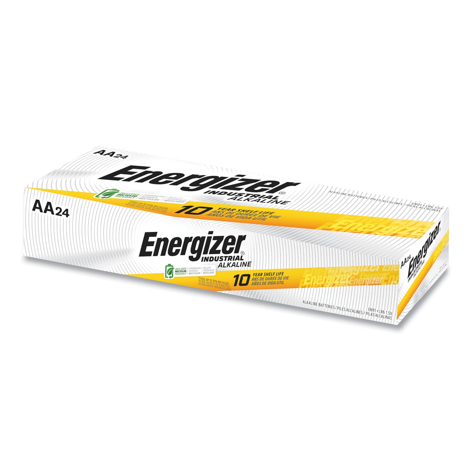 Energizer Industrial Alkaline AA Batteries, 1.5 V, 24/Box (EN91)