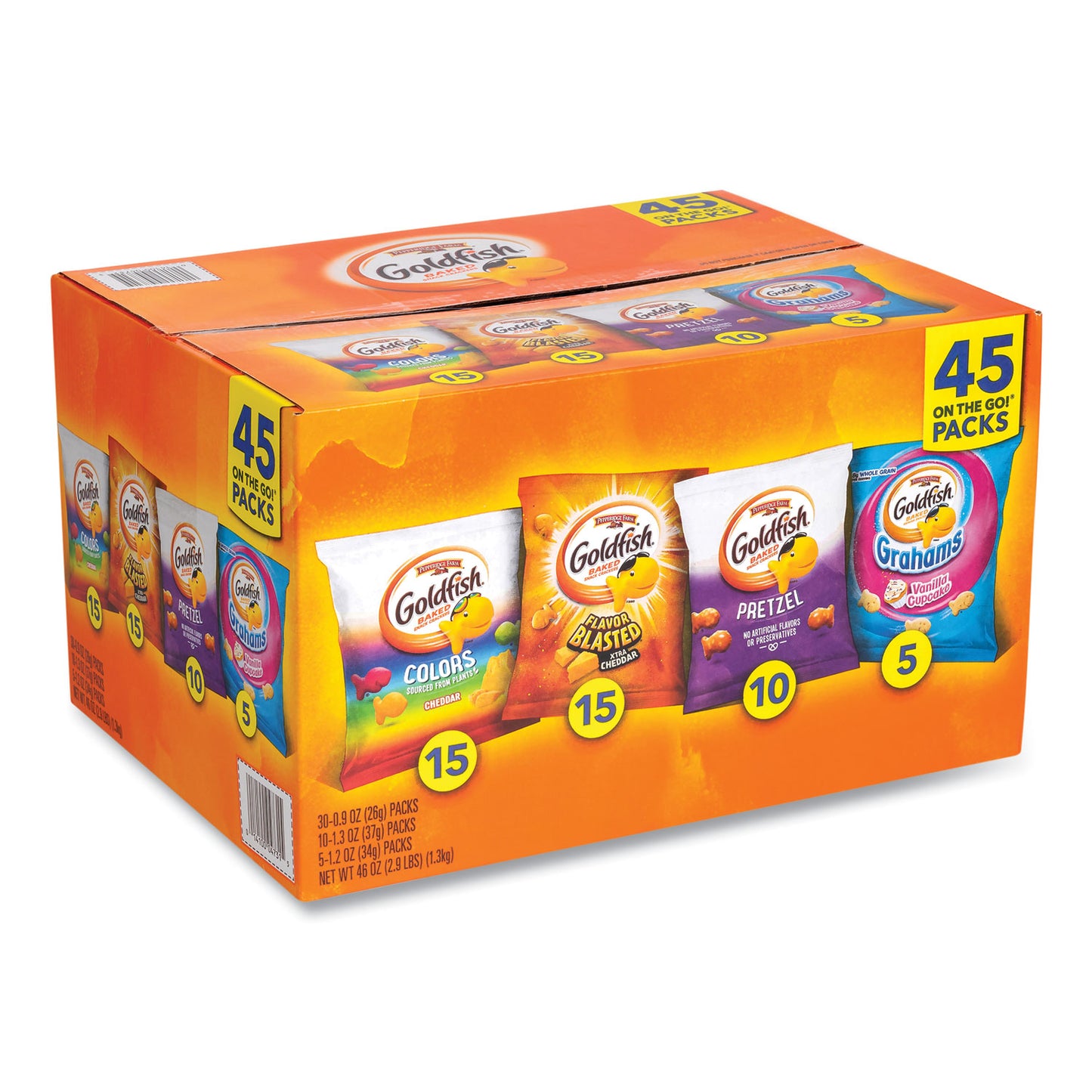 Pepperidge Farm Goldfish Sweet and Savory Variety Pack, Assorted Flavors, 45/Carton (22002172)