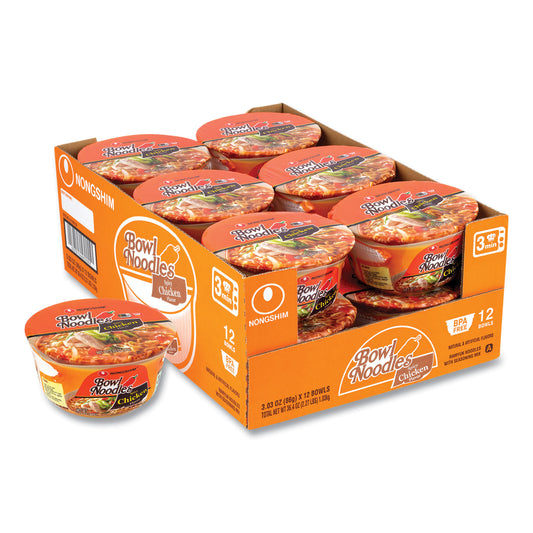 NONGSHIM Spicy Chicken Bowl Noodle Soup, Chicken, 3.03 oz Cup, 12/Carton (22002163)