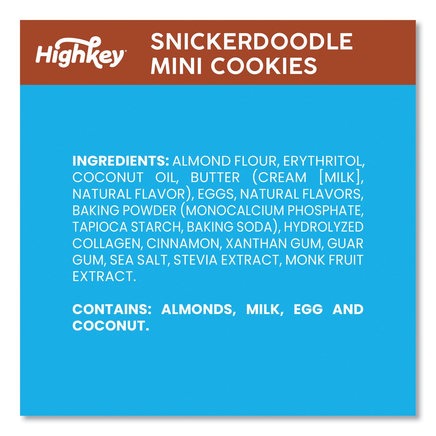 HighKey Snickerdoodle Cookies, Snickerdoodle, 2 oz Bag, 6/Carton (60000271)