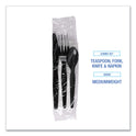 Boardwalk Four-Piece Cutlery Kit, Fork/Knife/Napkin/Teaspoon, Black, 250/Carton (FKTNMWPSBLA)