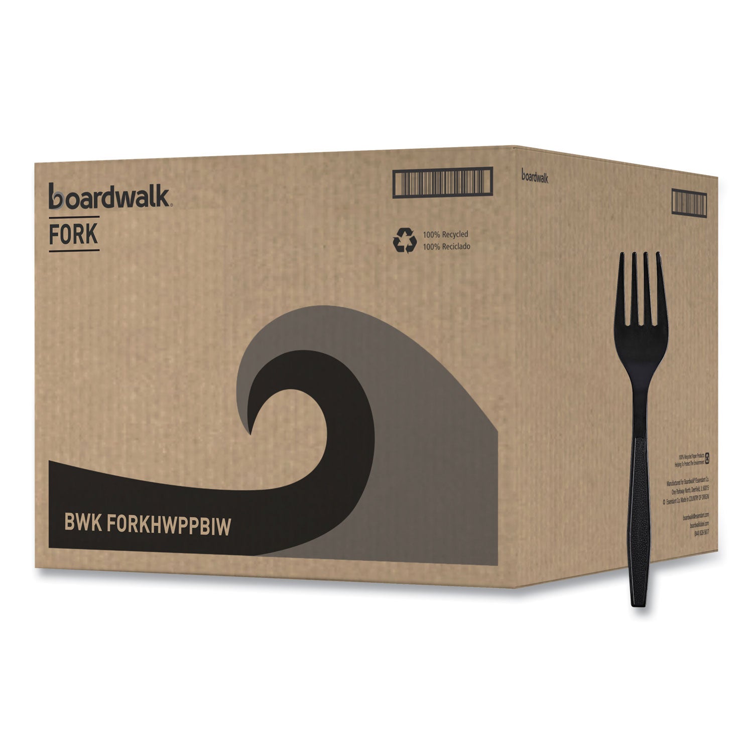 Boardwalk Heavyweight Wrapped Polypropylene Cutlery, Fork, Black, 1,000/Carton (FORKHWPPBIW)