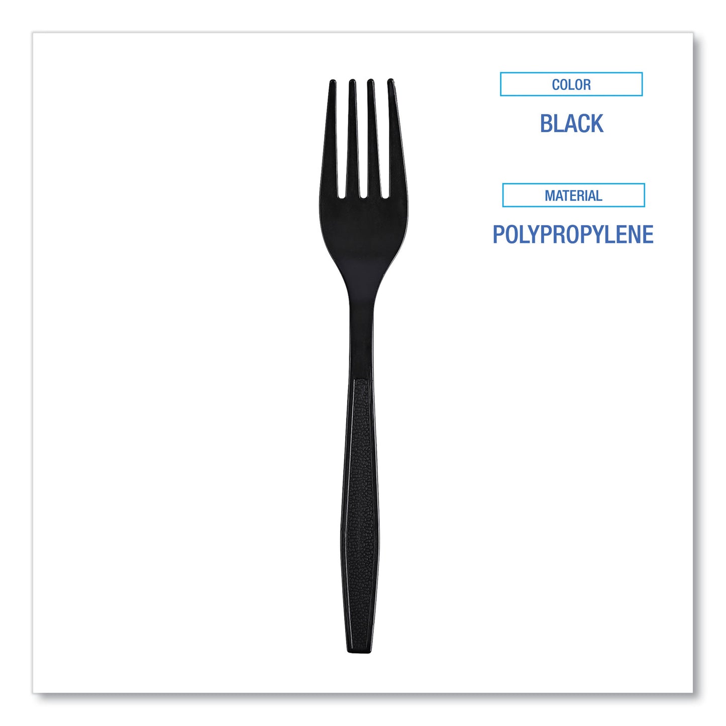 Boardwalk Heavyweight Wrapped Polypropylene Cutlery, Fork, Black, 1,000/Carton (FORKHWPPBIW)