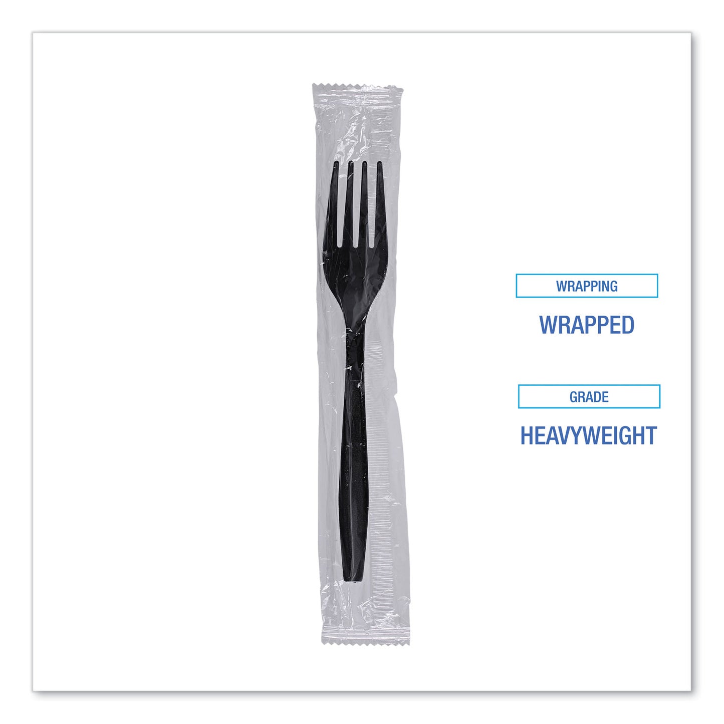 Boardwalk Heavyweight Wrapped Polypropylene Cutlery, Fork, Black, 1,000/Carton (FORKHWPPBIW)