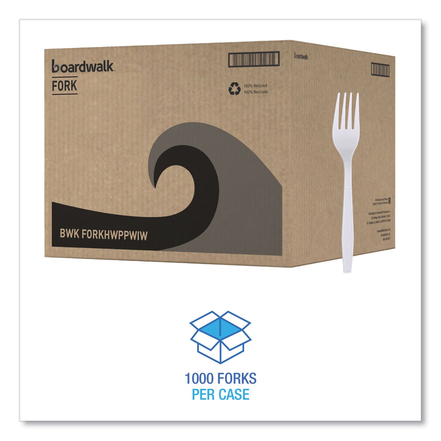 Boardwalk Heavyweight Wrapped Polypropylene Cutlery, Fork, White, 1,000/Carton (FORKHWPPWIW)