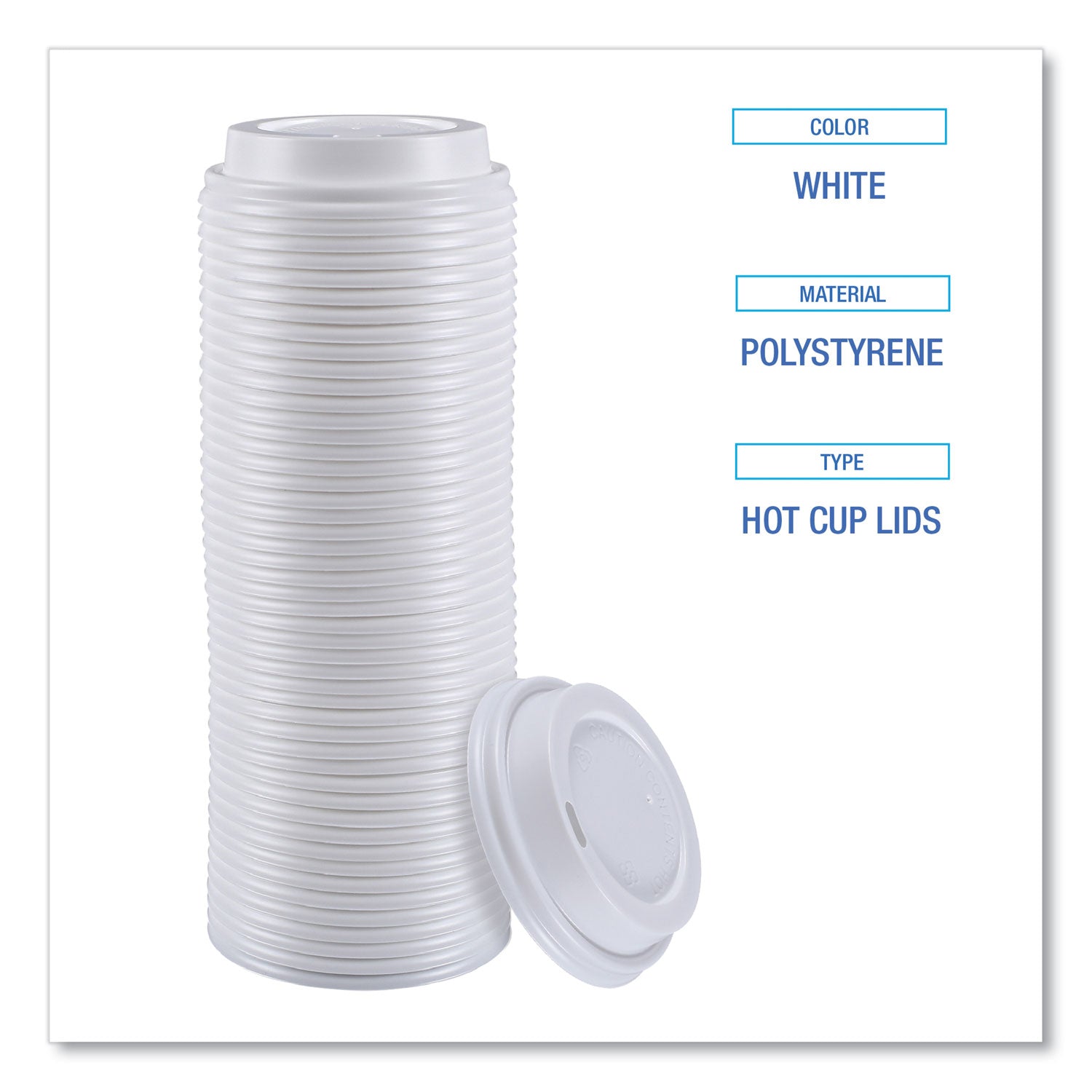 Boardwalk Hot Cup Lids, Fits 8 oz Hot Cups, White, 50/Sleeve, 20 Sleeves/Carton (HOTWH8)