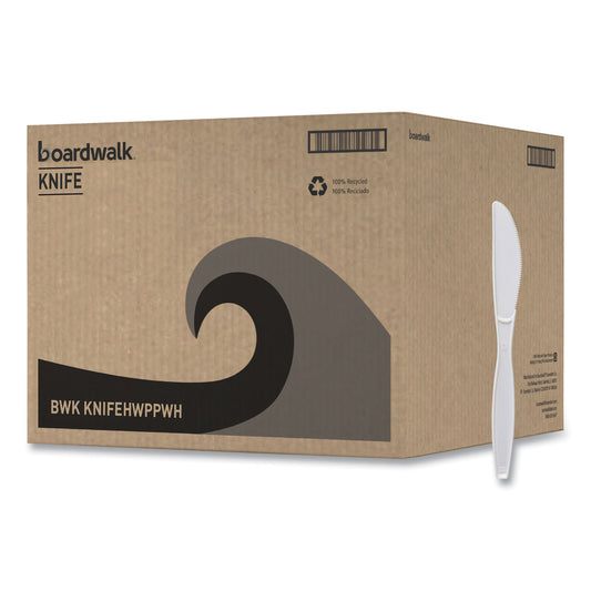 Boardwalk Heavyweight Polypropylene Cutlery, Knife, White, 1000/Carton (KNIFEHWPPWH)