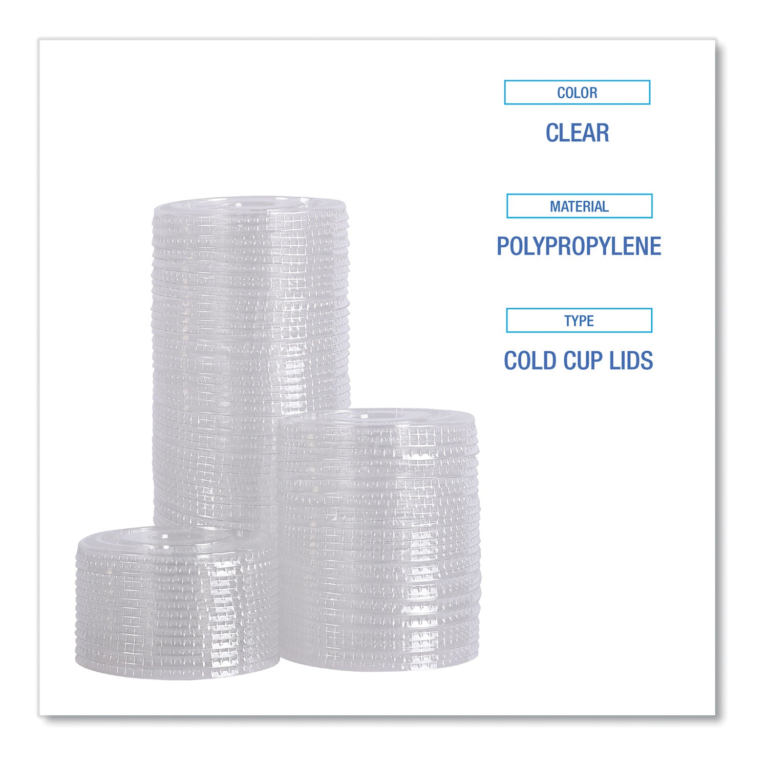 Boardwalk PET Cold Cup Lids, Fits 14 oz to 24 oz Plastic Cups, Clear, 100/Sleeve, 10 Sleeves/Carton (PETSTRAW)