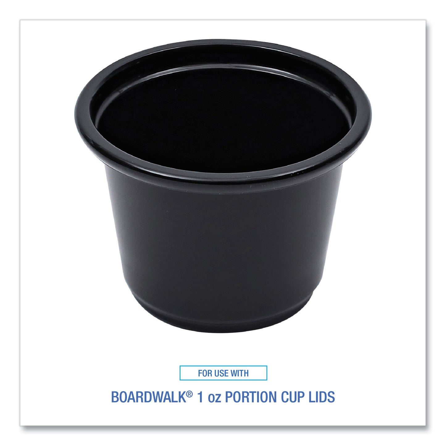 Boardwalk Souffle/Portion Cups, 1 oz, Polypropylene, Black, 20 Cups/Sleeve, 125 Sleeves/Carton (PRTN1BL)