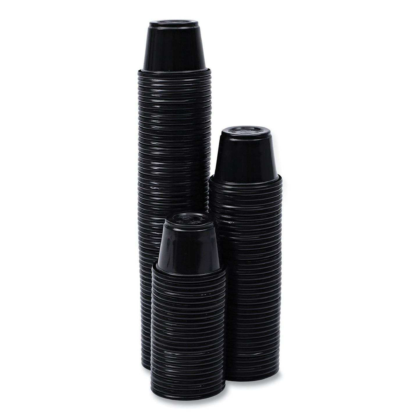 Boardwalk Souffle/Portion Cups, 1 oz, Polypropylene, Black, 20 Cups/Sleeve, 125 Sleeves/Carton (PRTN1BL)