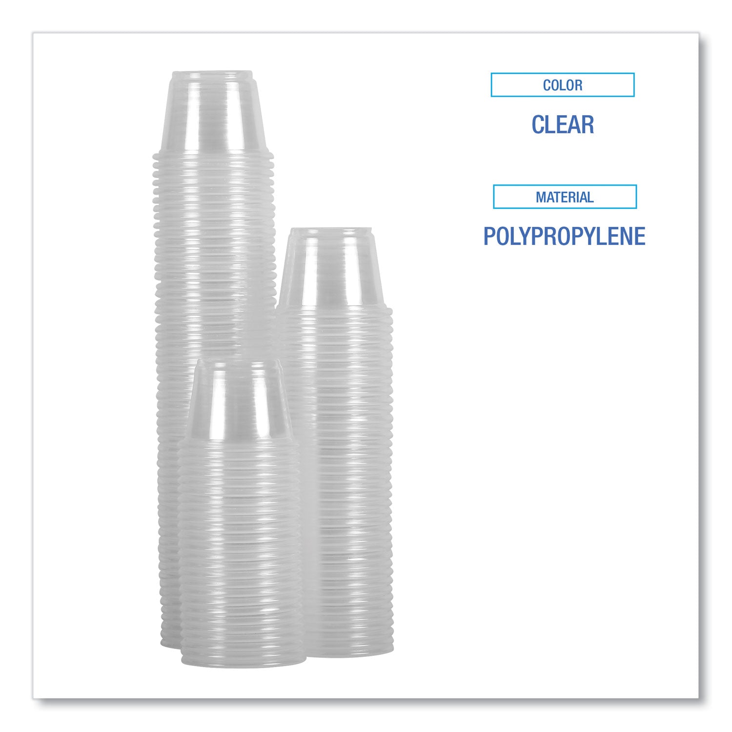 Boardwalk Souffle/Portion Cups, 1 oz, Polypropylene, Clear, 20 Cups/Sleeve, 125 Sleeves/Carton (PRTN1TS)