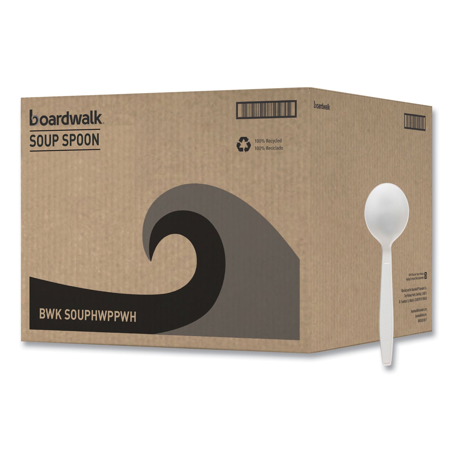 Boardwalk Heavyweight Polypropylene Cutlery, Soup Spoon, White, 1000/Carton (SOUPHWPPWH)