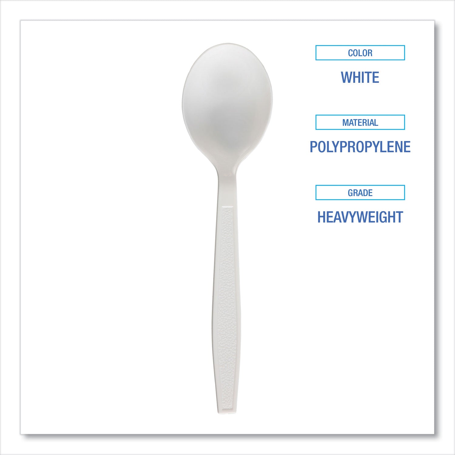 Boardwalk Heavyweight Polypropylene Cutlery, Soup Spoon, White, 1000/Carton (SOUPHWPPWH)