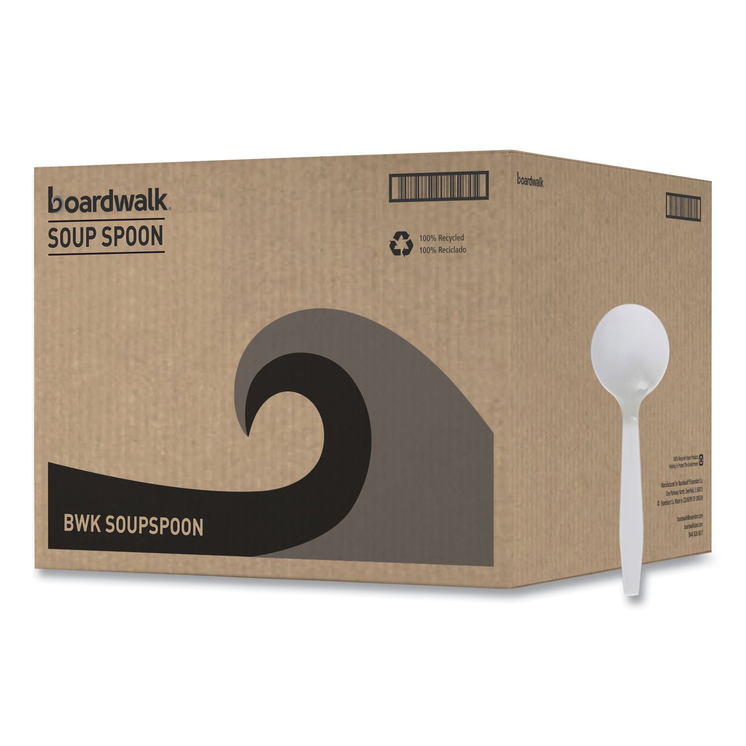 Boardwalk Mediumweight Polystyrene Cutlery, Soup Spoon, White, 1,000/Carton