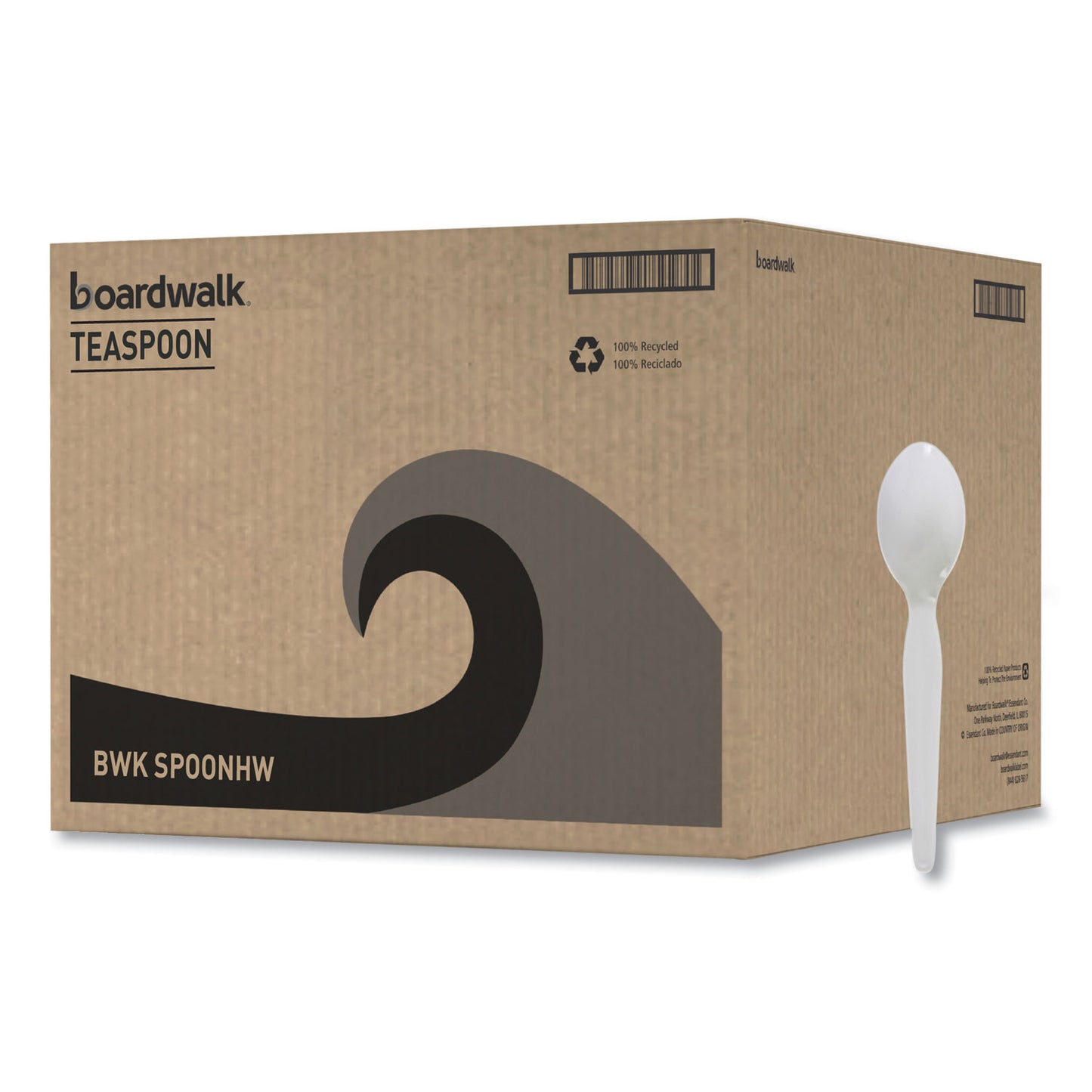 Boardwalk Heavyweight Polystyrene Cutlery, Teaspoon, White, 1000/Carton (SPOONHW)