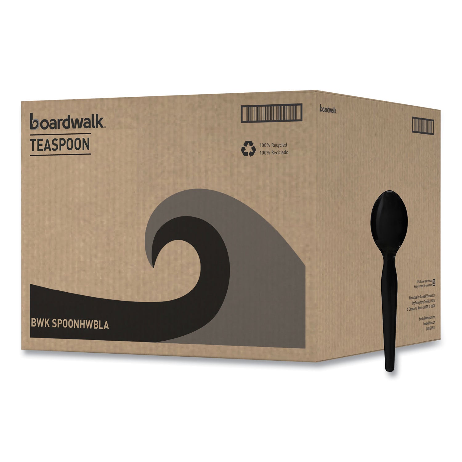 Boardwalk Heavyweight Polystyrene Cutlery, Teaspoon, Black, 1000/Carton (SPOONHWBLA)